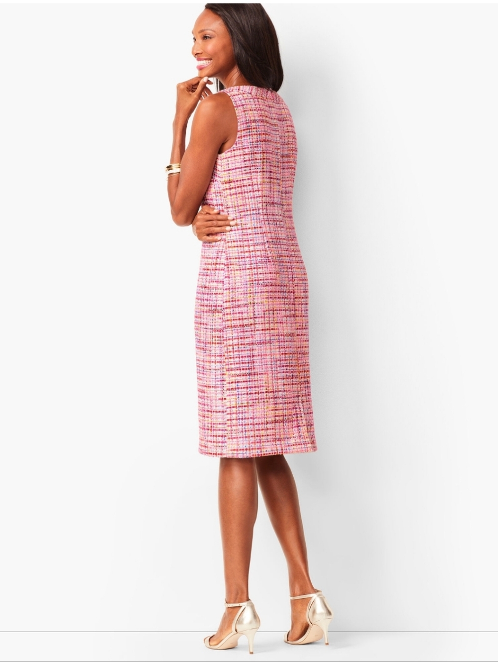 Talbots Pink Multi Ribbon Tweed Shift Dress Size 10 NWT - Picture 3 of 12